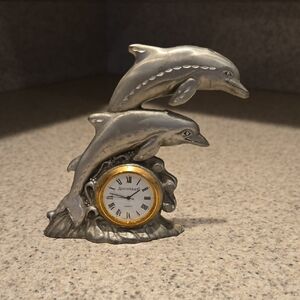 Silver Dolphin Clock Home Decor